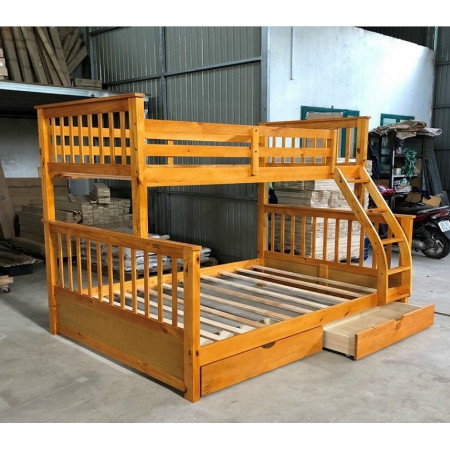 180 Oak : Giường 2 Tầng + Hộc Kéo - 1m2 / 1m6
